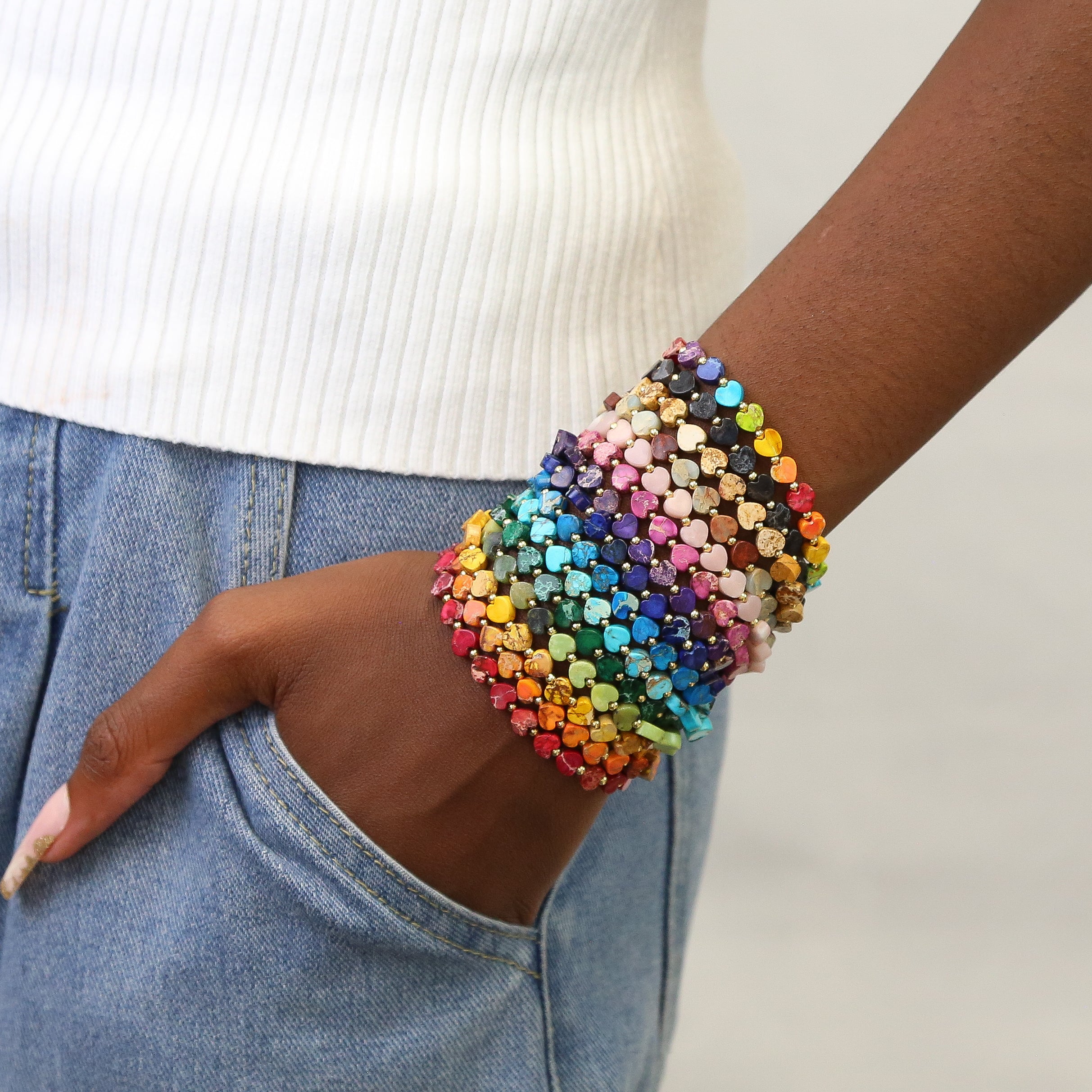 Mack & Rex Stoned Heart Stone Bead Accent Bracelet – Adjustable