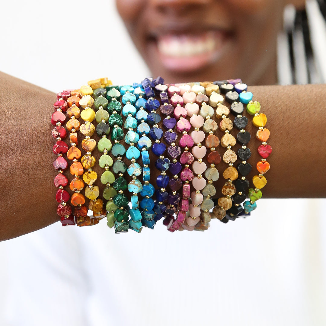 Stoned Heart Collection - Stone Heart Accent Bracelets