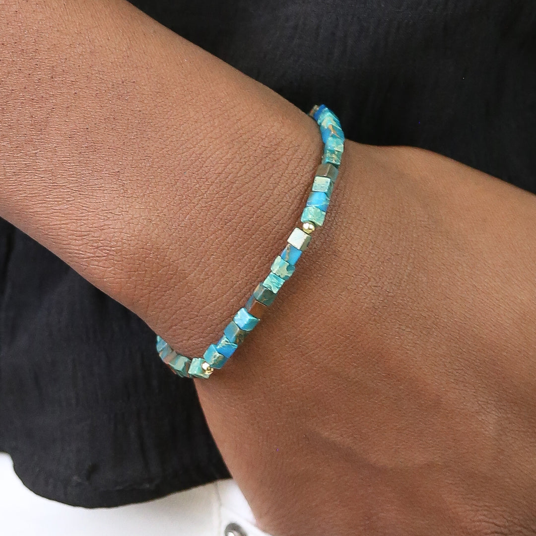 Gemstone Square Collection - Stone Square Accent Bracelets
