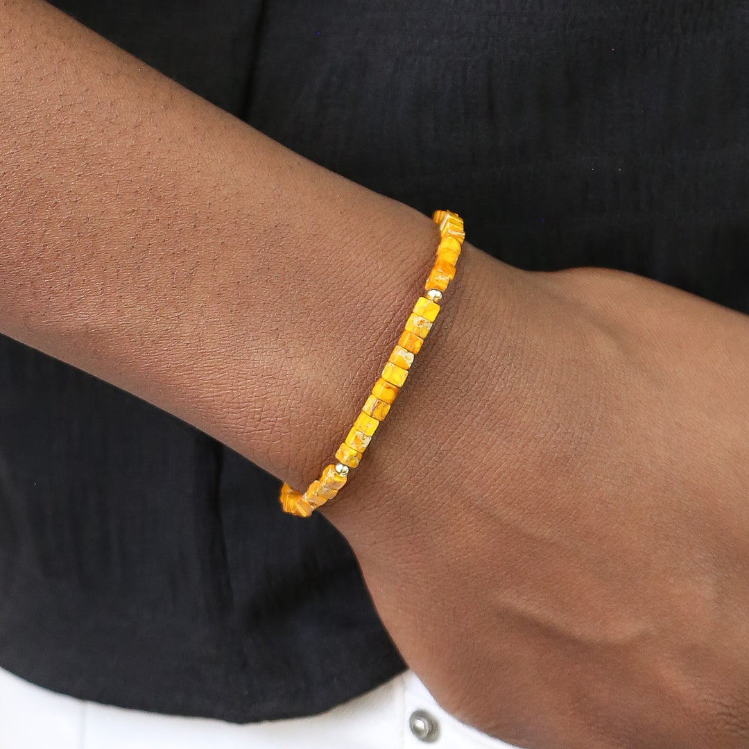 Gemstone Square Collection - Stone Square Accent Bracelets