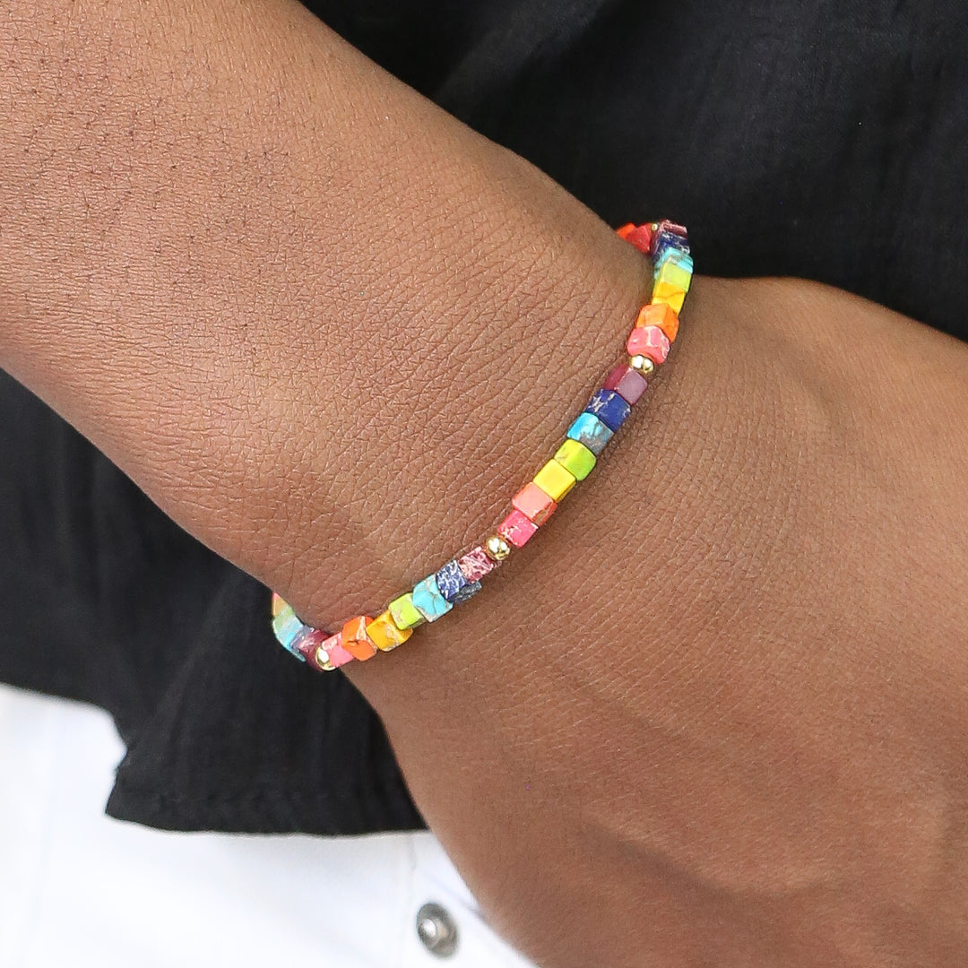 Gemstone Square Collection - Stone Square Accent Bracelets