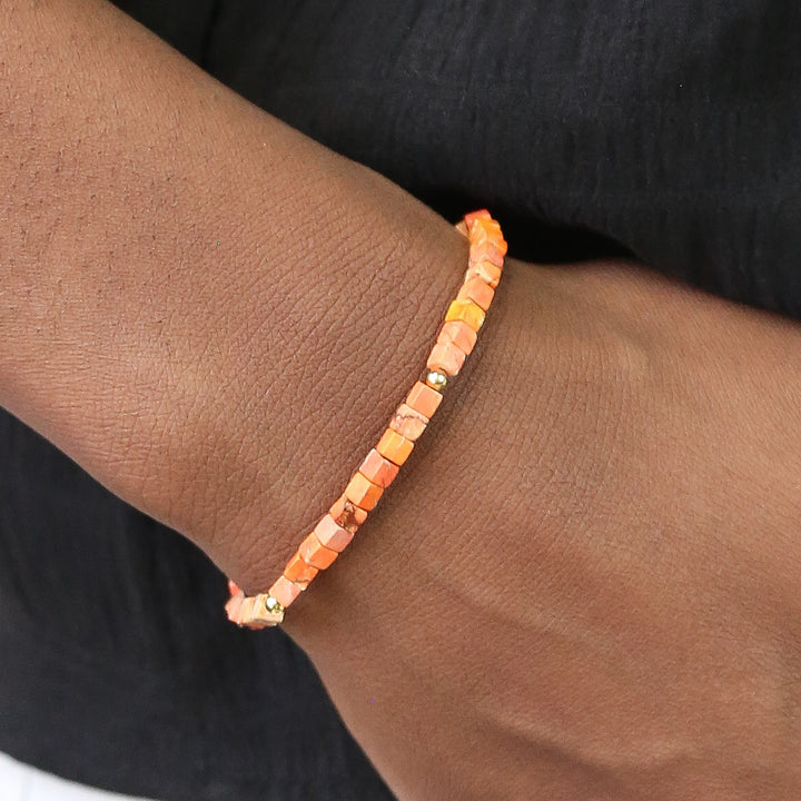 Gemstone Square Collection - Stone Square Accent Bracelets