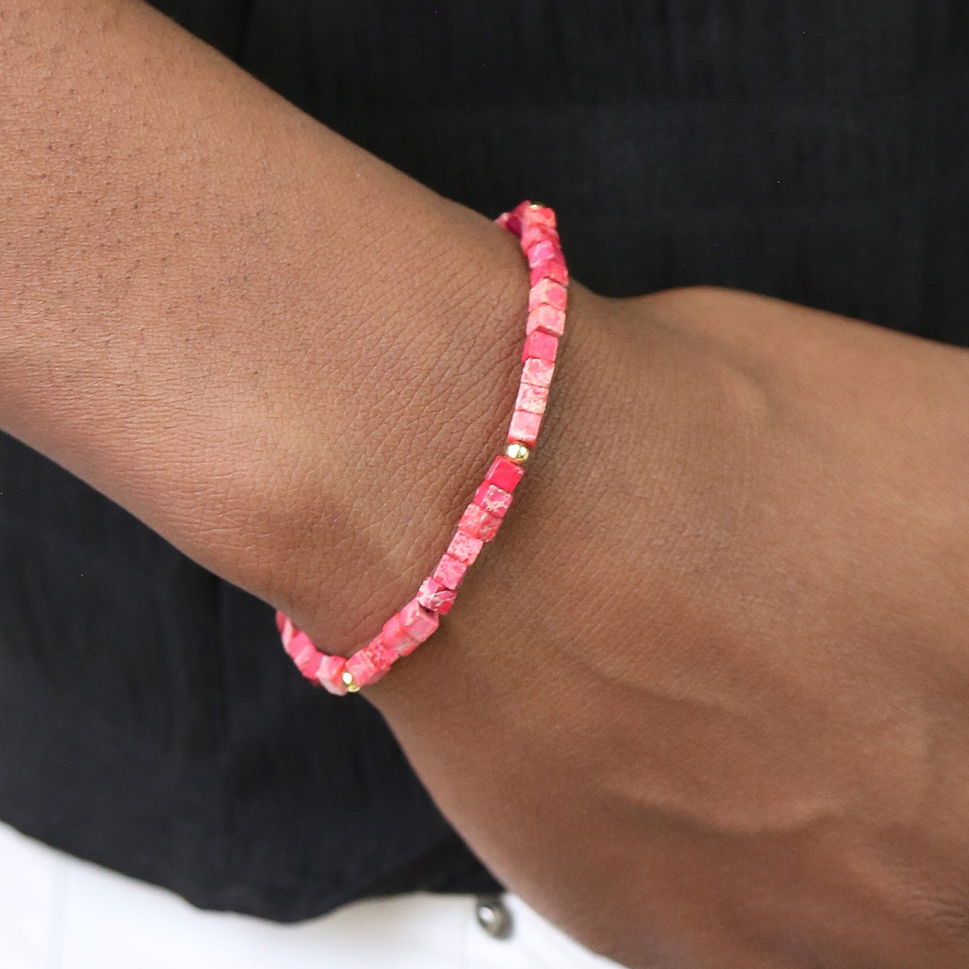 Gemstone Square Collection - Stone Square Accent Bracelets