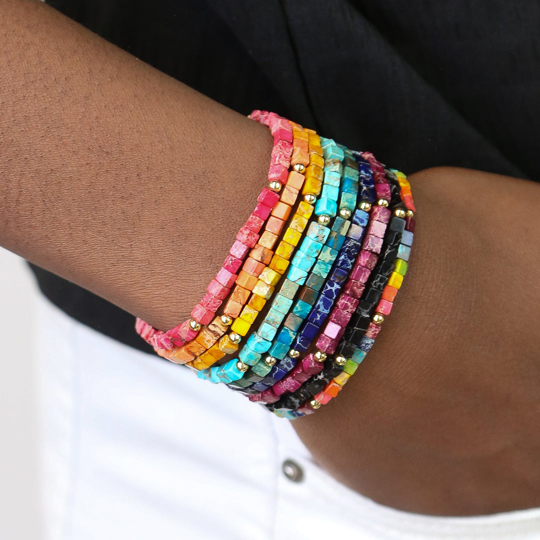 Gemstone Square Collection - Stone Square Accent Bracelets