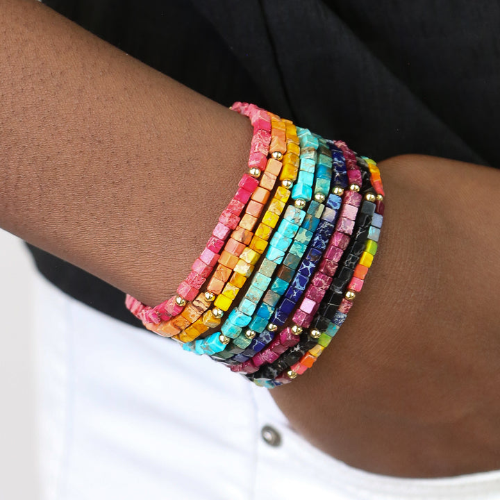 Gemstone Square Collection - Stone Square Accent Bracelets