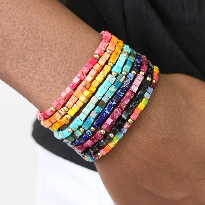 Gemstone Square Collection - Stone Square Accent Bracelets