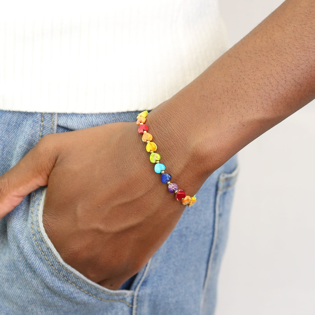 Stoned Heart Collection - Stone Heart Accent Bracelets