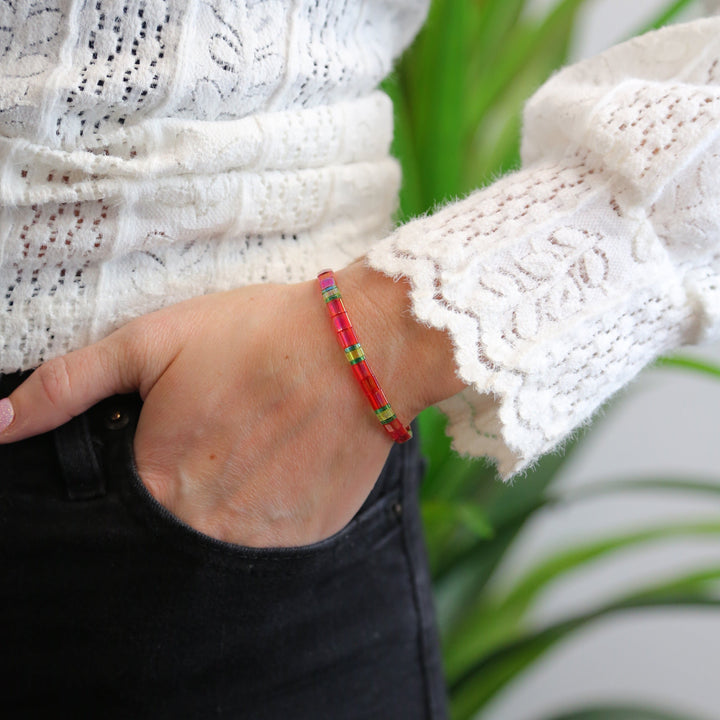 WATERMELON SUGAR | Tila Beaded Bracelet | Stack of 3