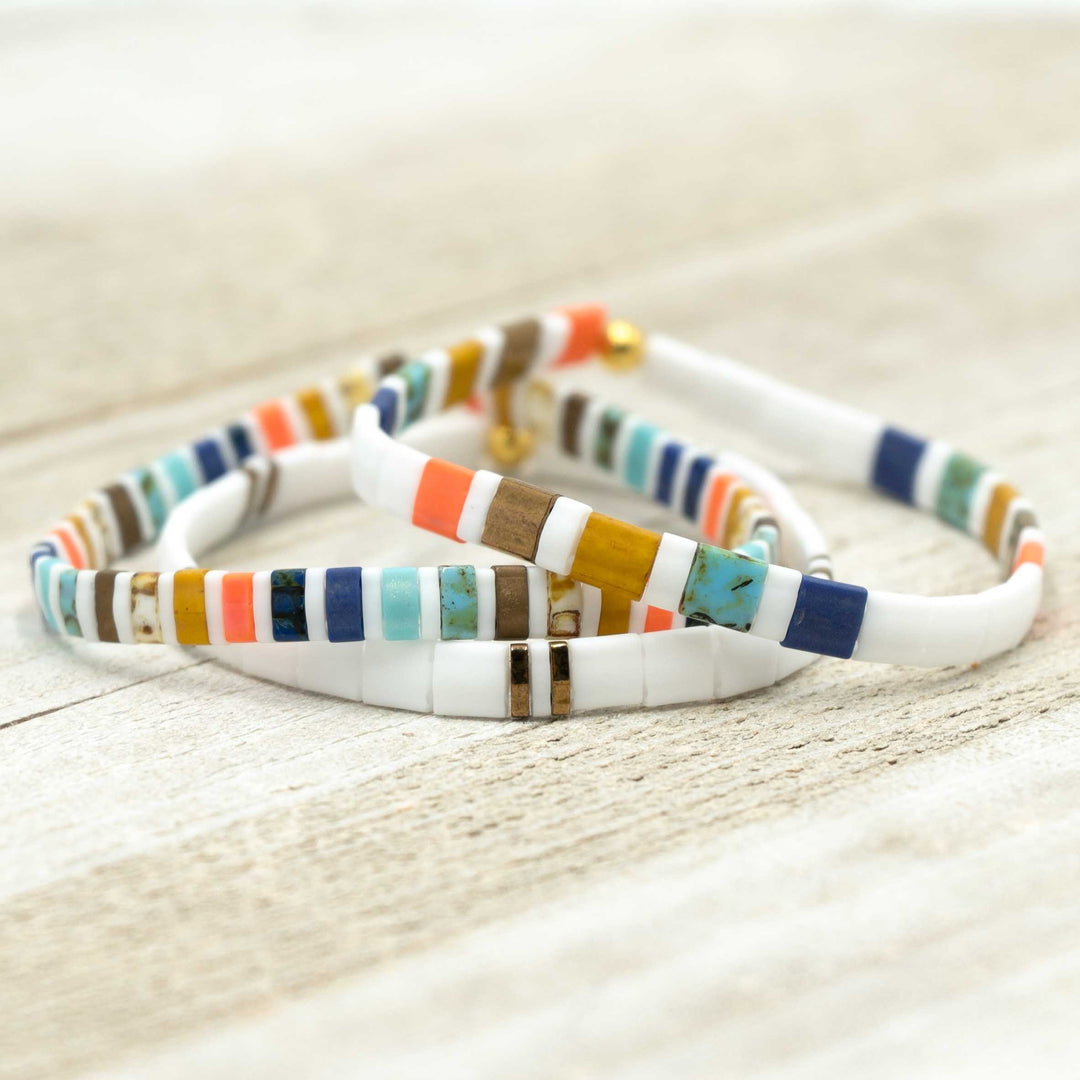 SURFER CHICK - 3 Tila Bead Bracelet Stack