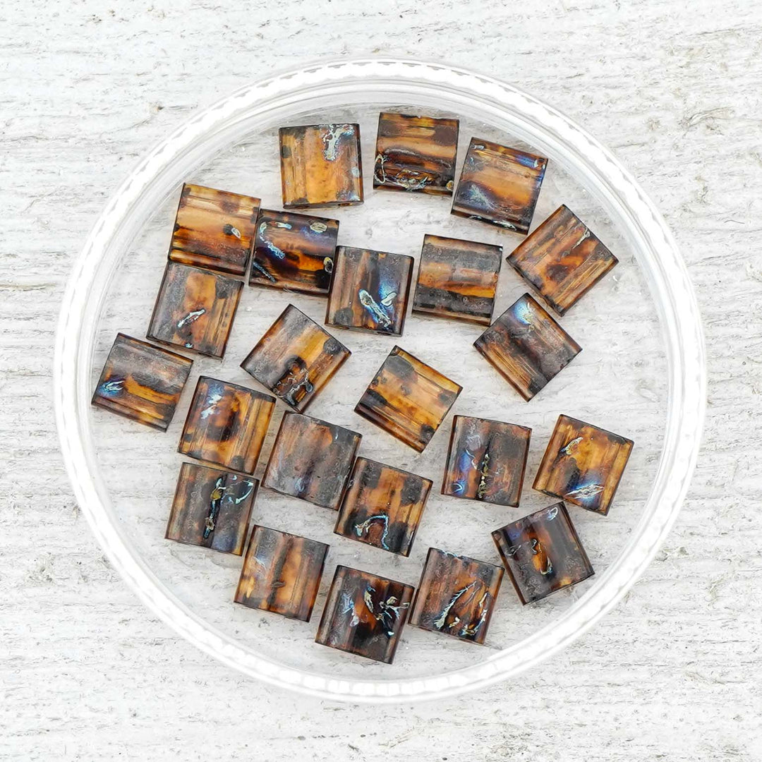 4502 Tila Beads - Tiger's Eye Picasso