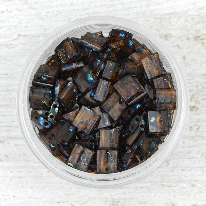 4502 Tila Beads - Tiger's Eye Picasso