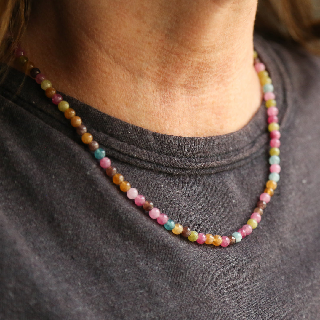 TOURMALINE - Multicolored Stone Bead Necklace