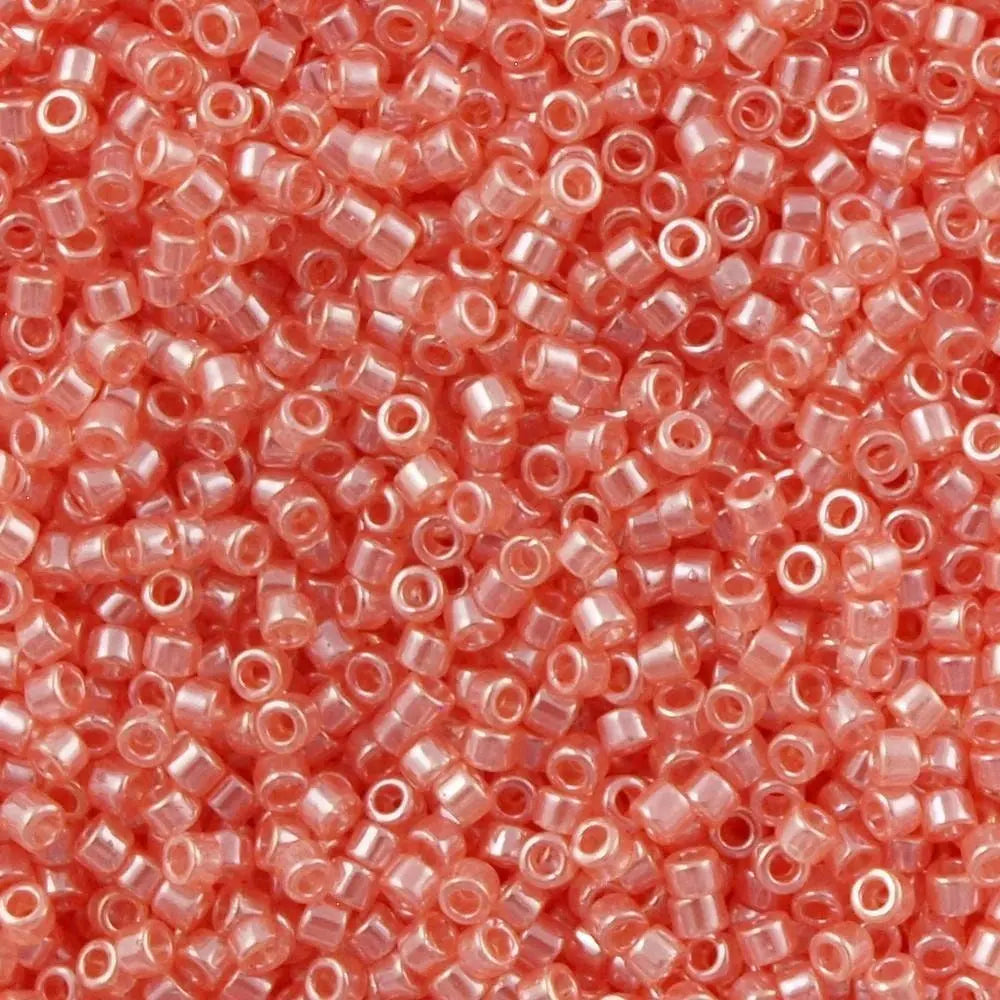 Transparent Pink Grapefruit Luster 11/0 Delica Seed Beads