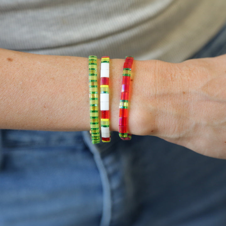 WATERMELON SUGAR | Tila Beaded Bracelet | Stack of 3