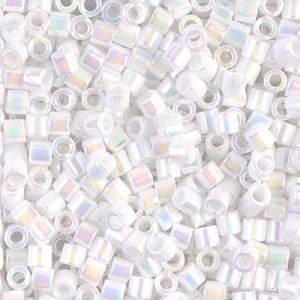 White Pearl AB 8/0 Delica || DBL-0202 || Miyuki Delica Seed Beads || Mack and Rex || Wholesale glass beads in bulk - Mack & Rex