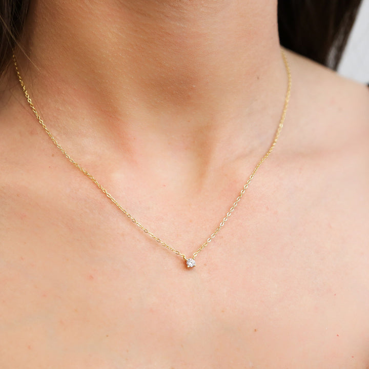 GOLDIE - Dainty Gold Chain with CZ Pendant Necklace