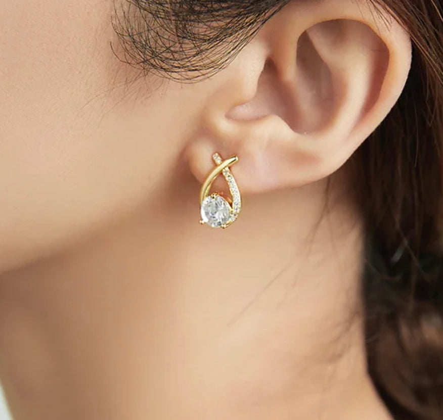 a close up of a person wearing a pair of earrings