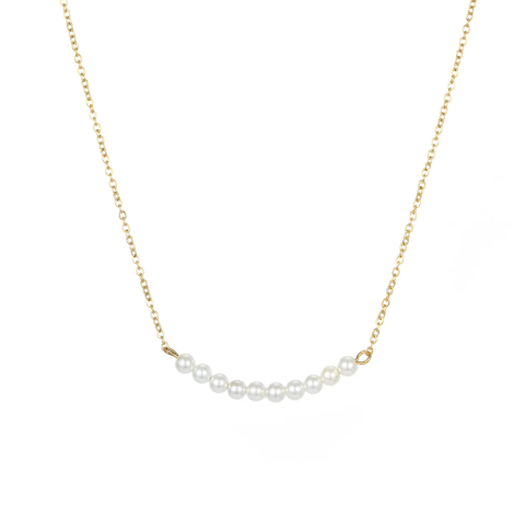 BLAKE PEARL - Stainless Steel Silver Necklace | 16.5 Inch