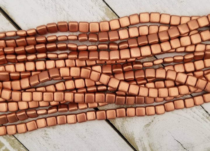 Czechmate matte copper tiles, Matte Metallic Copper, Czechmate Tile Beads, 250-66-K0177