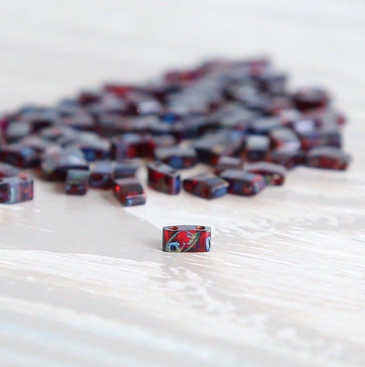 4504 - Deep Red Picasso | Miyuki Tila Beads