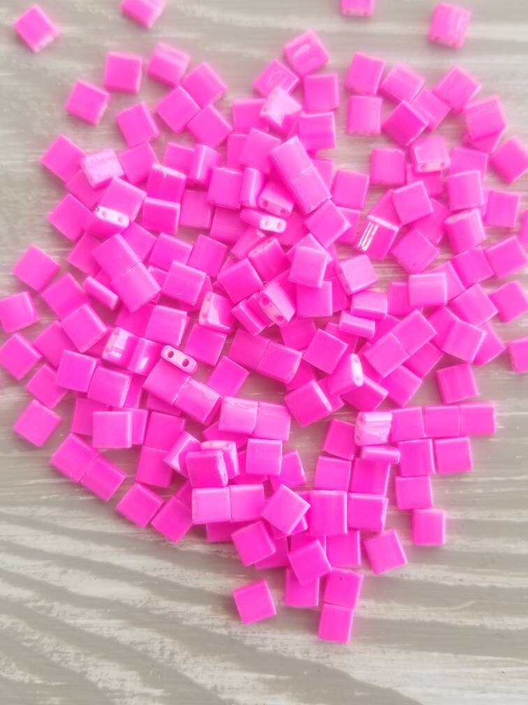 Miyuki Tila Beads TL6051 - Hot Pink Tila Beads | 10 GRAMS of Tila Beads | Mack and Rex