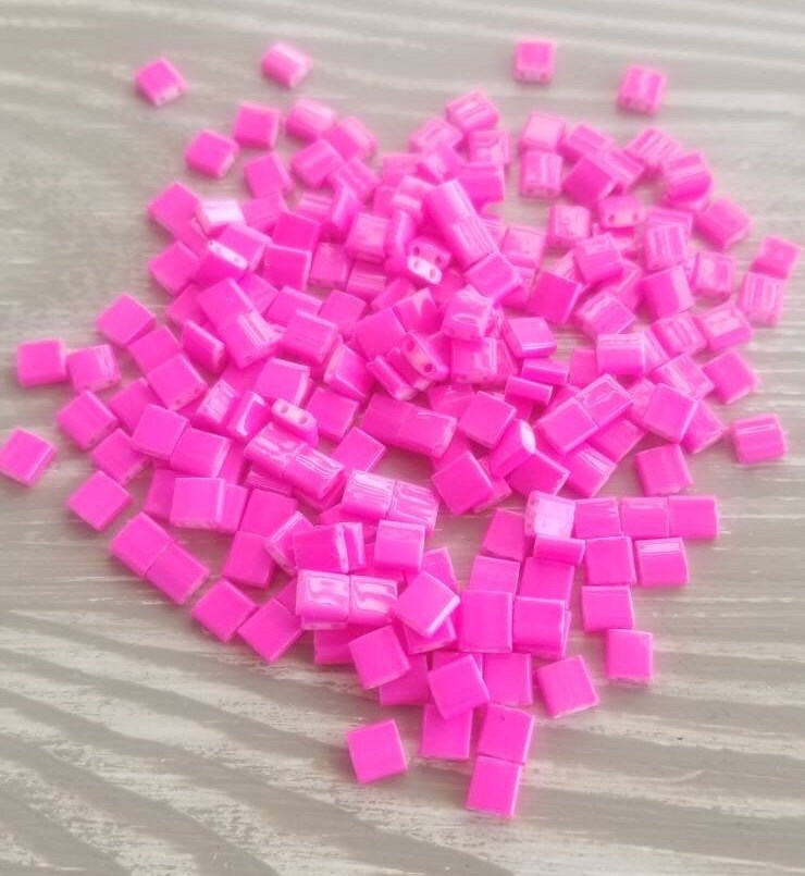 Miyuki Tila Beads TL6051 - Hot Pink Tila Beads | 10 GRAMS of Tila Beads | Mack and Rex