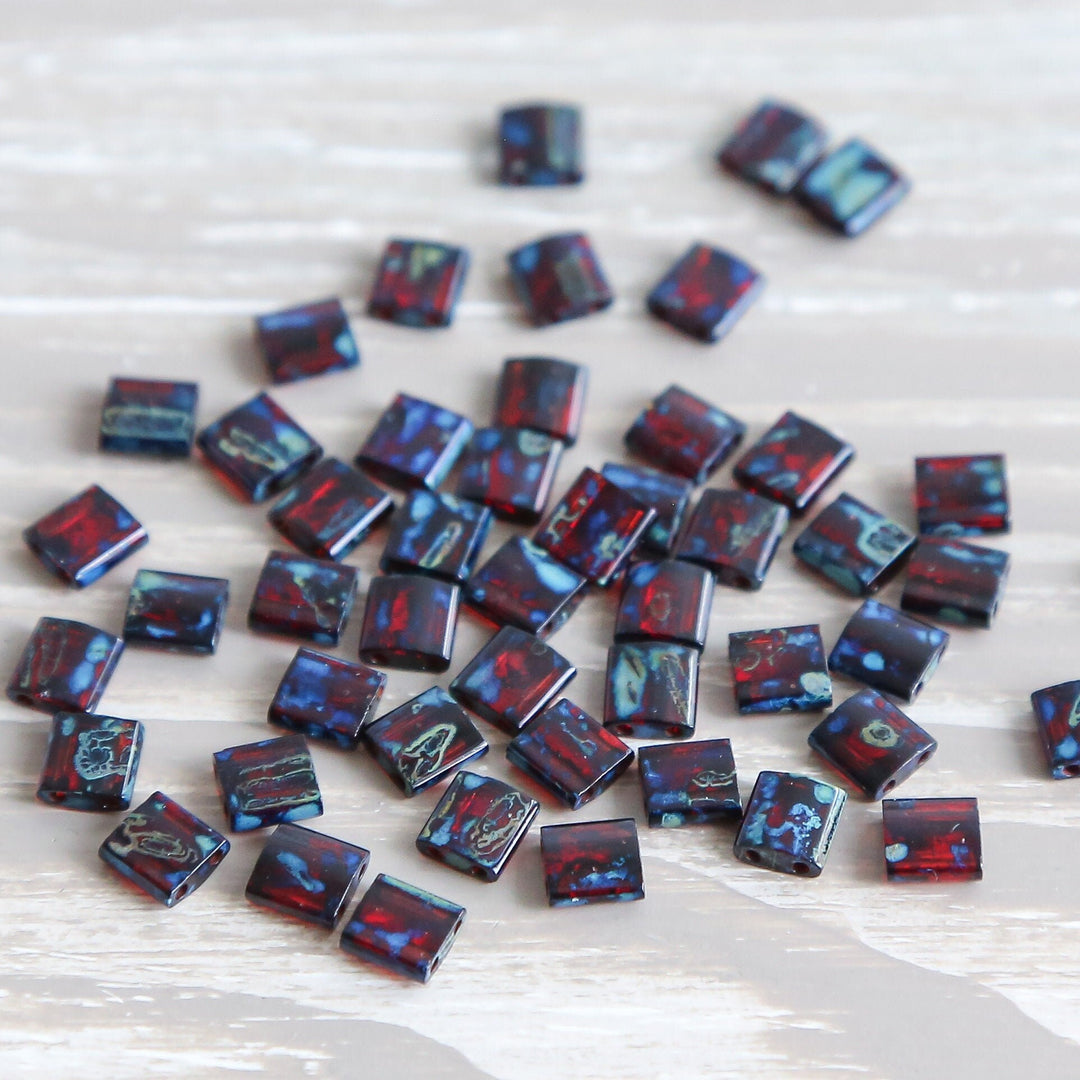 4504 - Deep Red Picasso | Miyuki Tila Beads