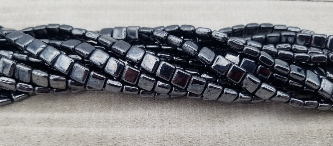 Hematite - Czechmate tile beads 14400