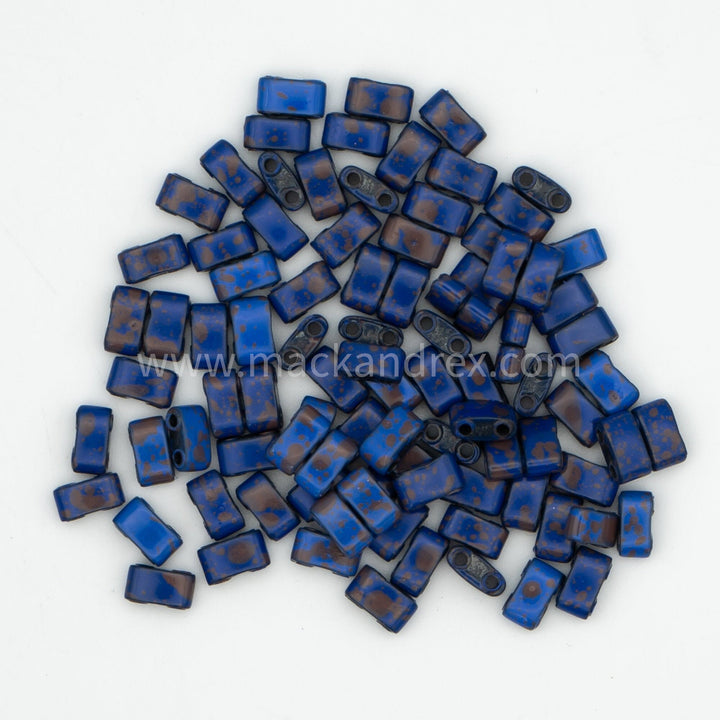 HTL6826SP - Dirty Cobalt Blue Designer Tile Beads | Flat Beads for Jewelry Making || Mack & Rex