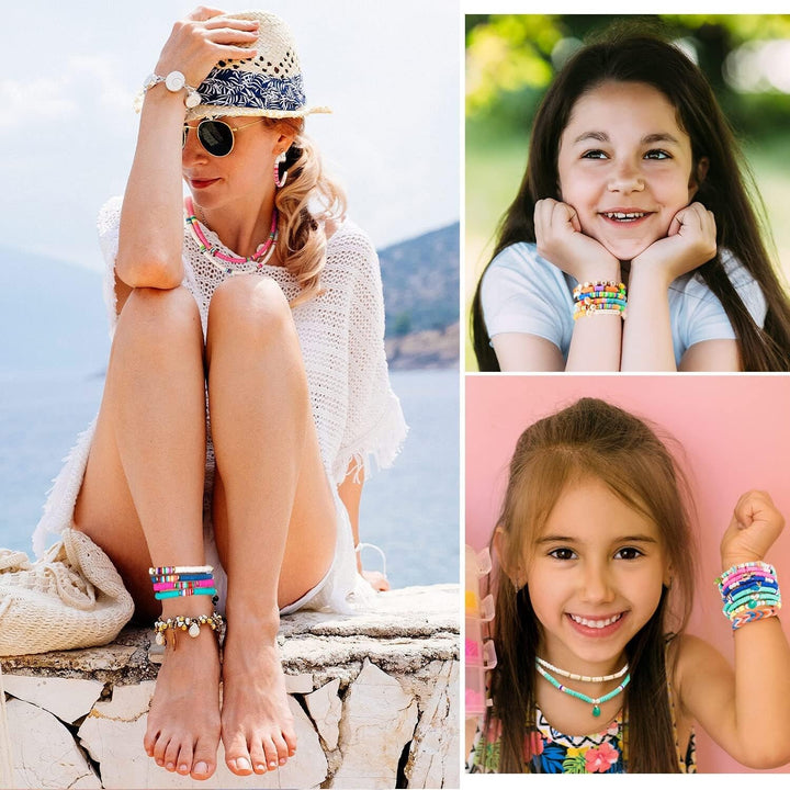 a collage of photos of a girl wearing jewelry