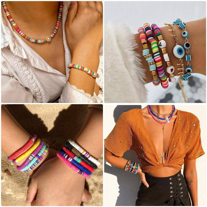 a collage of four pictures of different bracelets