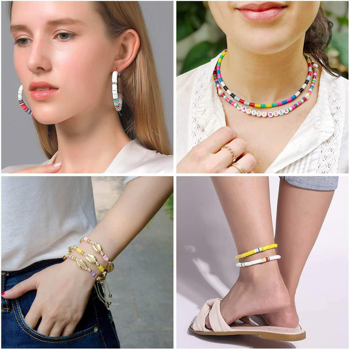 a collage of photos of a woman wearing jewelry
