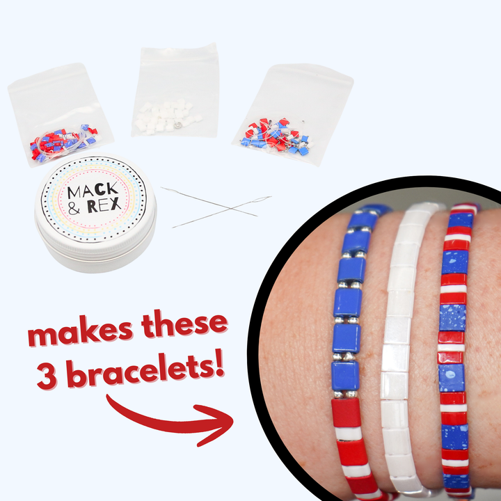 STARS AND STRIPES - Tila Bracelet Making Kit - 3 Bracelets